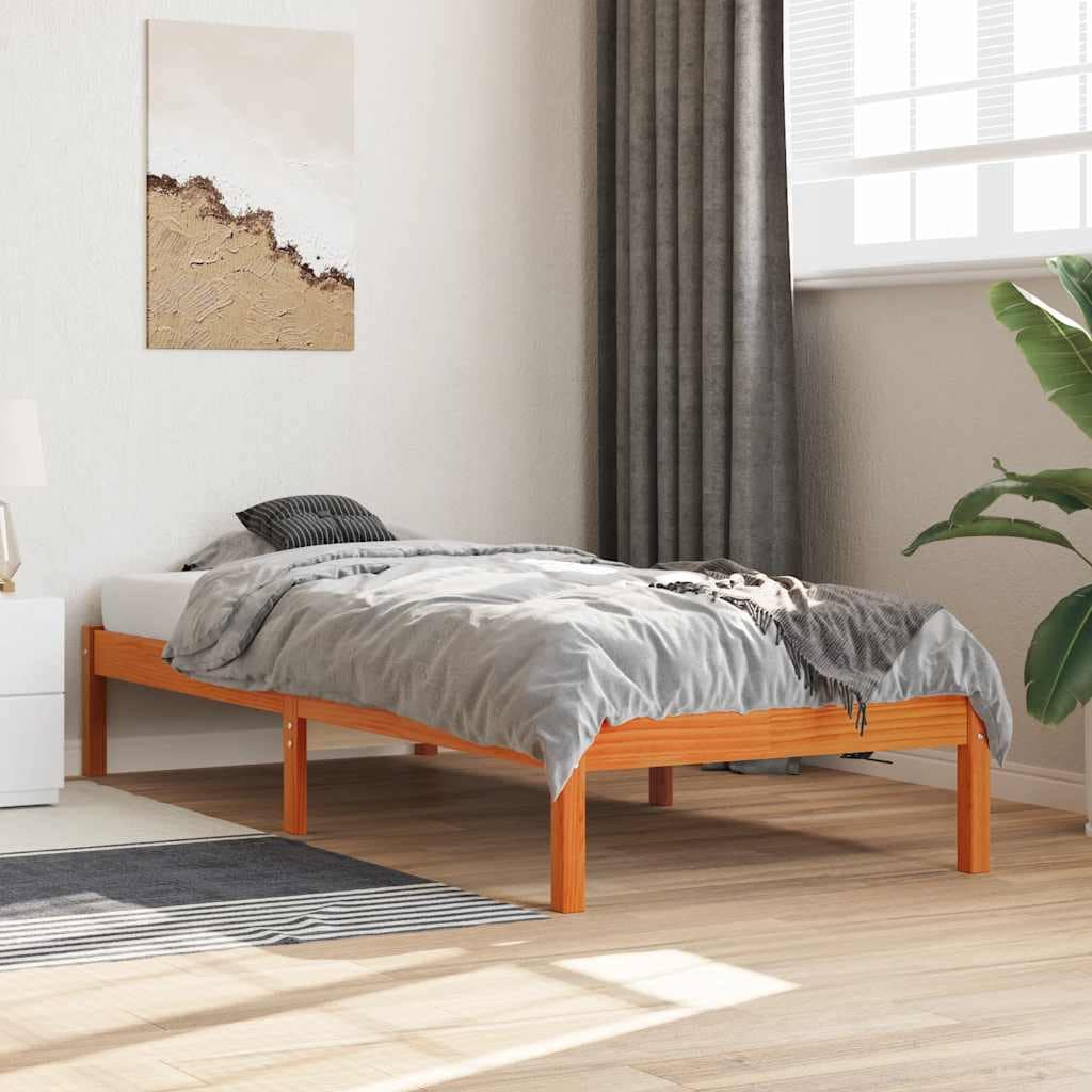 VidaXL Σκελετός Κρεβ. Χωρίς Στρώμα Καφέ Κεριού 75x190 εκ Μασίφ Πεύκο
