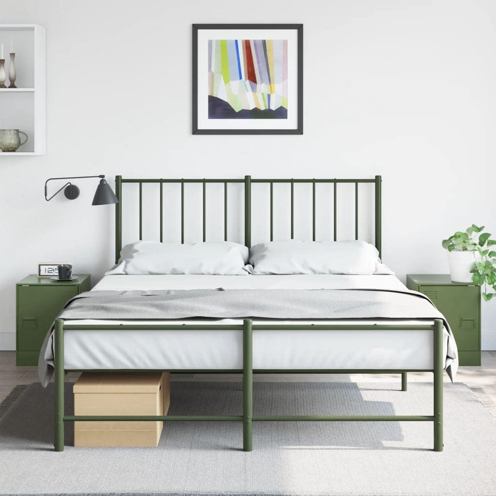 VidaXL Κομοδίνα 2 τεμ. Πράσινο Λαδί 34,5x39x44 εκ. από Χάλυβα