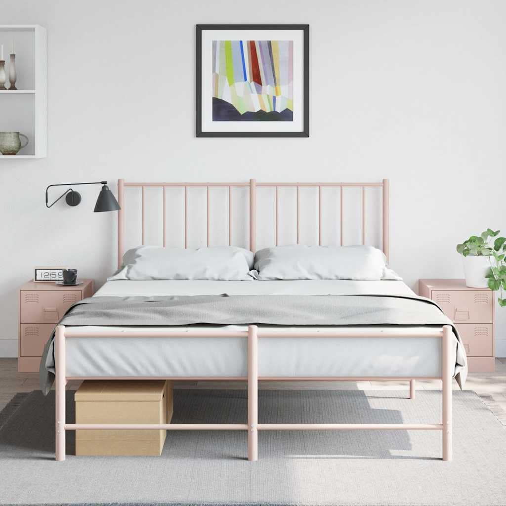 VidaXL Κομοδίνα 2 τεμ. Ροζ 34,5 x 39 x 44 εκ. από Χάλυβα