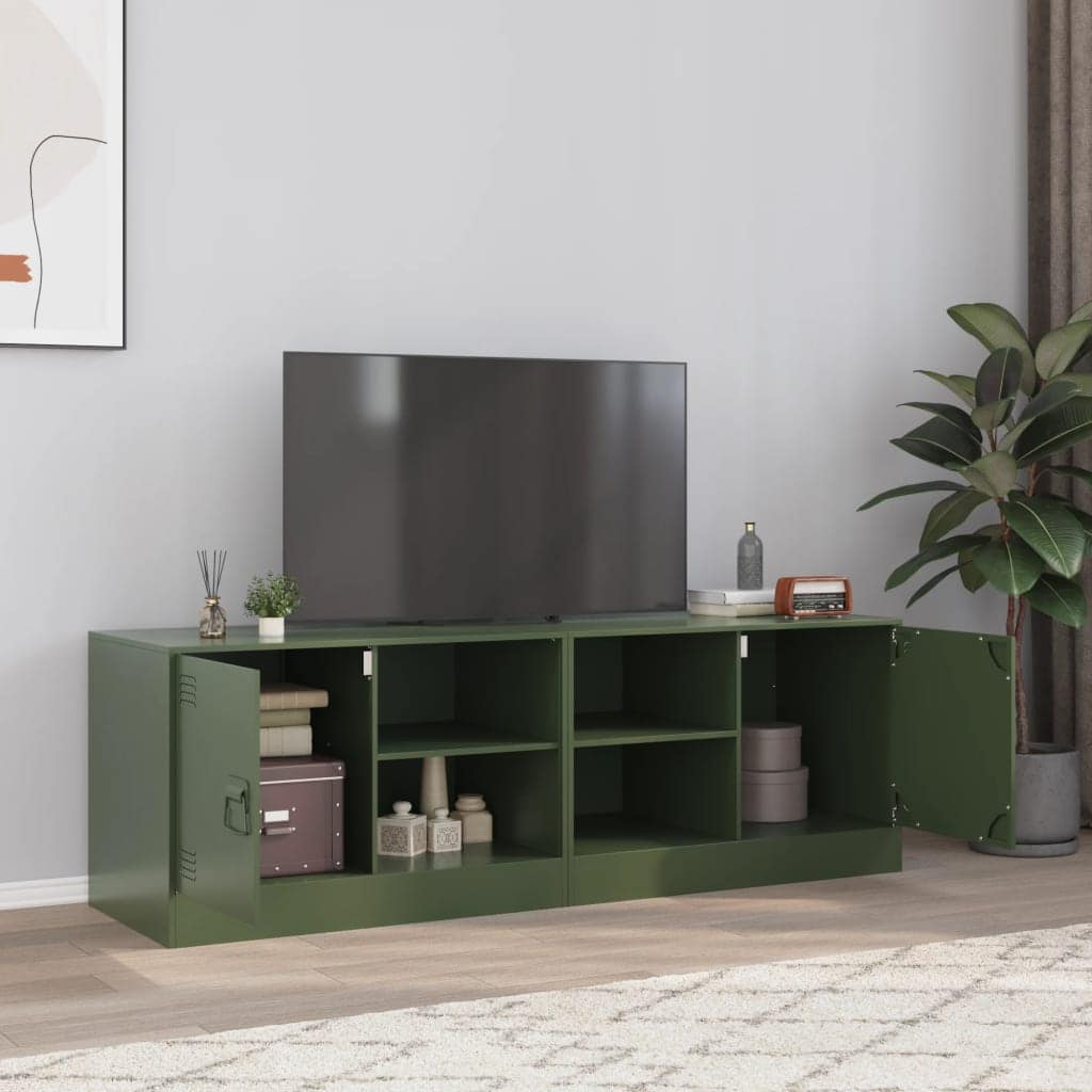 VidaXL Έπιπλα Τηλεόρασης 2 τεμ. Πράσινο Λαδί 67x39x44 εκ. από Χάλυβα