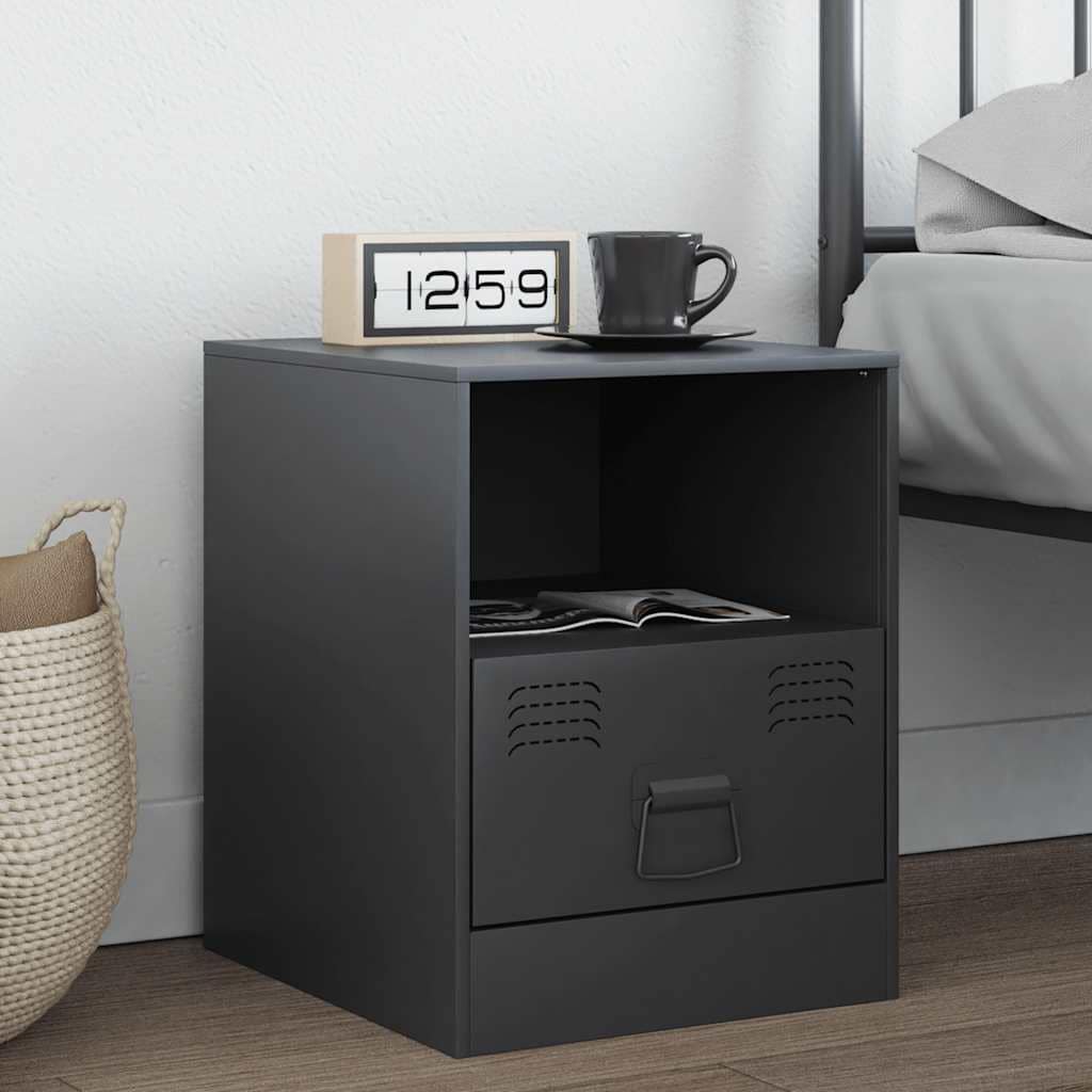 VidaXL Κομοδίνο Ανθρακί 34,5 x 39 x 44 εκ. από Χάλυβα