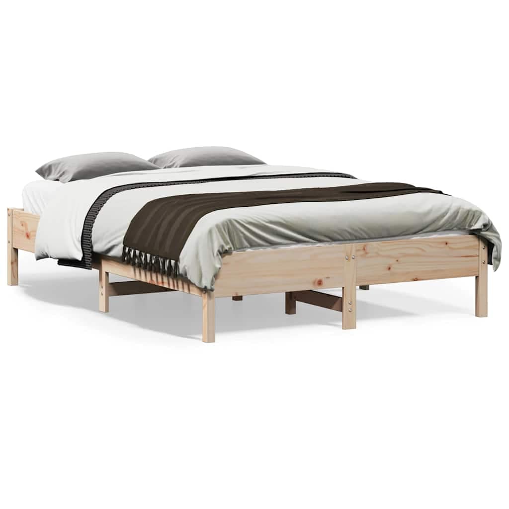 VidaXL Bed Frame Φυσικό 140 x 190 cm Solid Pine Wood