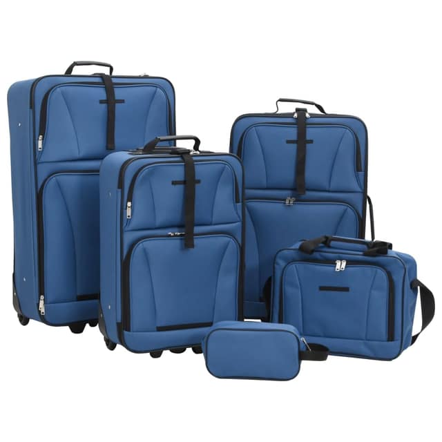 VidaXL 5 Piece Travel Luggage Set Blue Fabric 5 τεμ. Blue