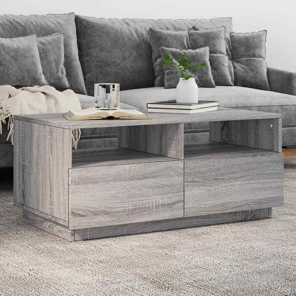 VidaXL Τραπεζάκι Σαλονιού με Φώτα LED Γκρι Sonoma 90x49x40 εκ.
