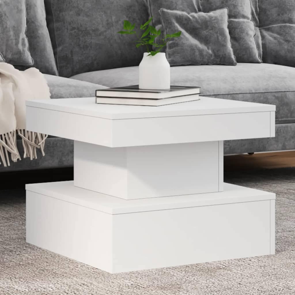 VidaXL Τραπεζάκι Σαλονιού με LED Λευκό 50 x 50 x 40 εκ.
