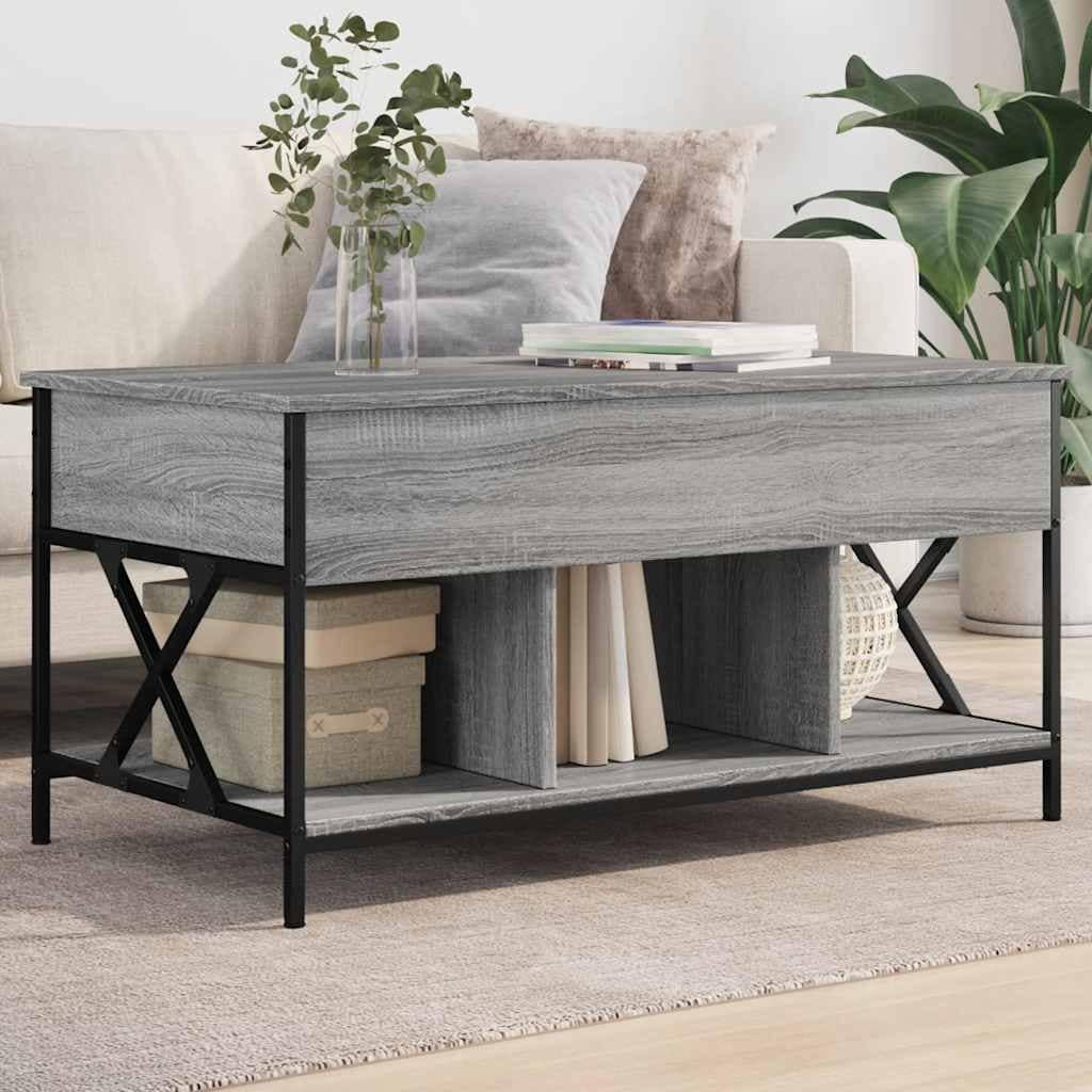 VidaXL Τραπεζάκι Σαλονιού Γκρι Sonoma 100x55x50 εκ. Επεξ. Ξύλο/Μέταλλο