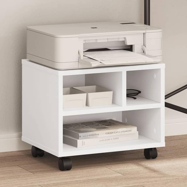 VidaXL Βάση Εκτυπωτή με Ρόδες Λευκή 41x32x34,5 εκ.