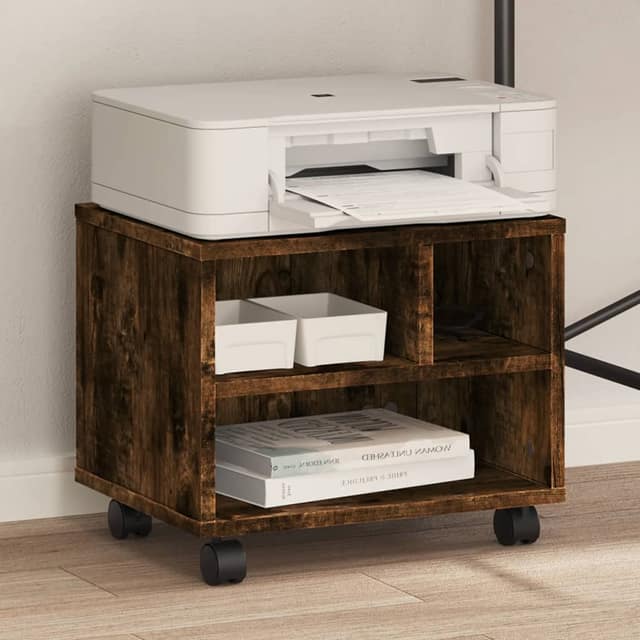 VidaXL Βάση Εκτυπωτή με Ρόδες Καπνιστή Δρυς 41x32x34,5 εκ.