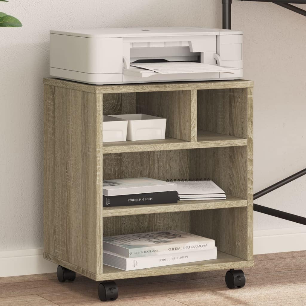 VidaXL Βάση Εκτυπωτή με Ρόδες Sonoma Δρυς 41 x 32 x 48 εκ.