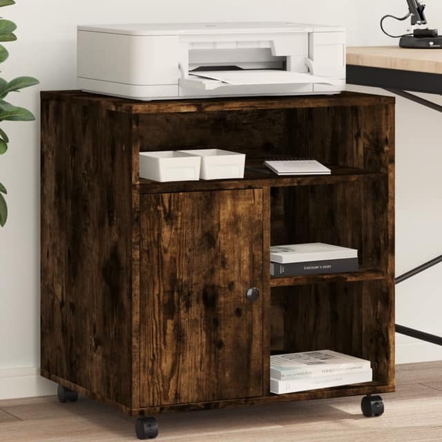 VidaXL Βάση Εκτυπωτή με Ρόδες Καπνιστή Δρυς 60x50x67 εκ.