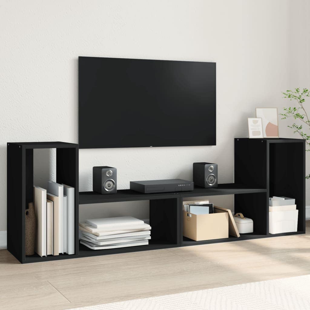 VidaXL Έπιπλα Τηλεόρασης 2 τεμ. Μαύρα 75x30x50 εκ. Επεξεργασμένο Ξύλο