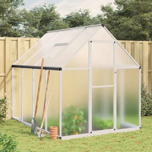 VidaXL Θερμοκήπιο με Πλαίσιο Βάσης Ασημί 224x169x195 εκ. Αλουμίνιο