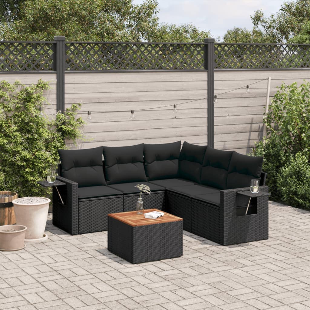VidaXL Patio Sofa Set 5-θέσια Black