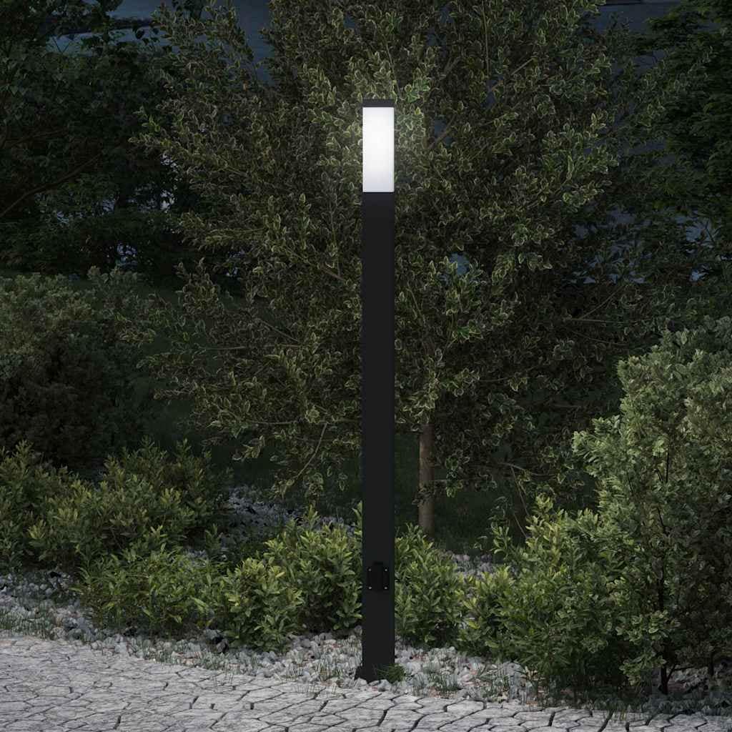 VidaXL Φωτιστικό Κολωνάκι με Πρίζα Μαύρο 110 εκ. IP44