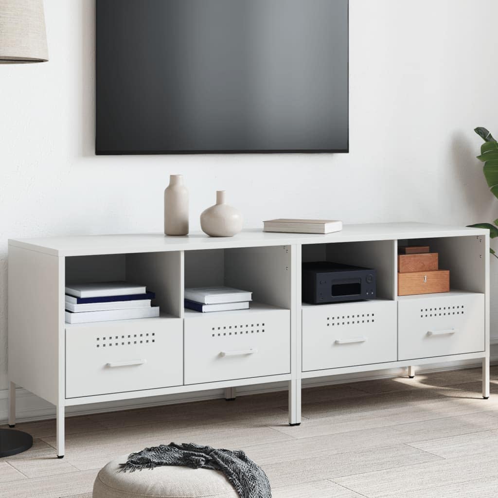 VidaXL Έπιπλα Τηλεόρασης 2 τεμ. Λευκό 68x39x50,5 εκ. από Χάλυβα