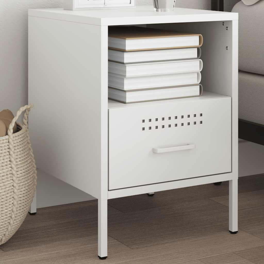 VidaXL Κομοδίνο Λευκό 36x39x50,5 εκ. από Χάλυβα