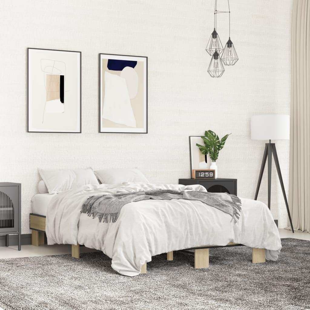 VidaXL Πλαίσιο Κρεβατιού Sonoma Δρυς 120x200 εκ. Επεξ. Ξύλο & Μέταλλο