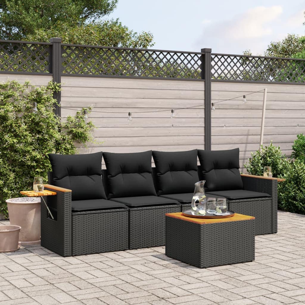 VidaXL Patio Sofa Set 4-θέσια Black