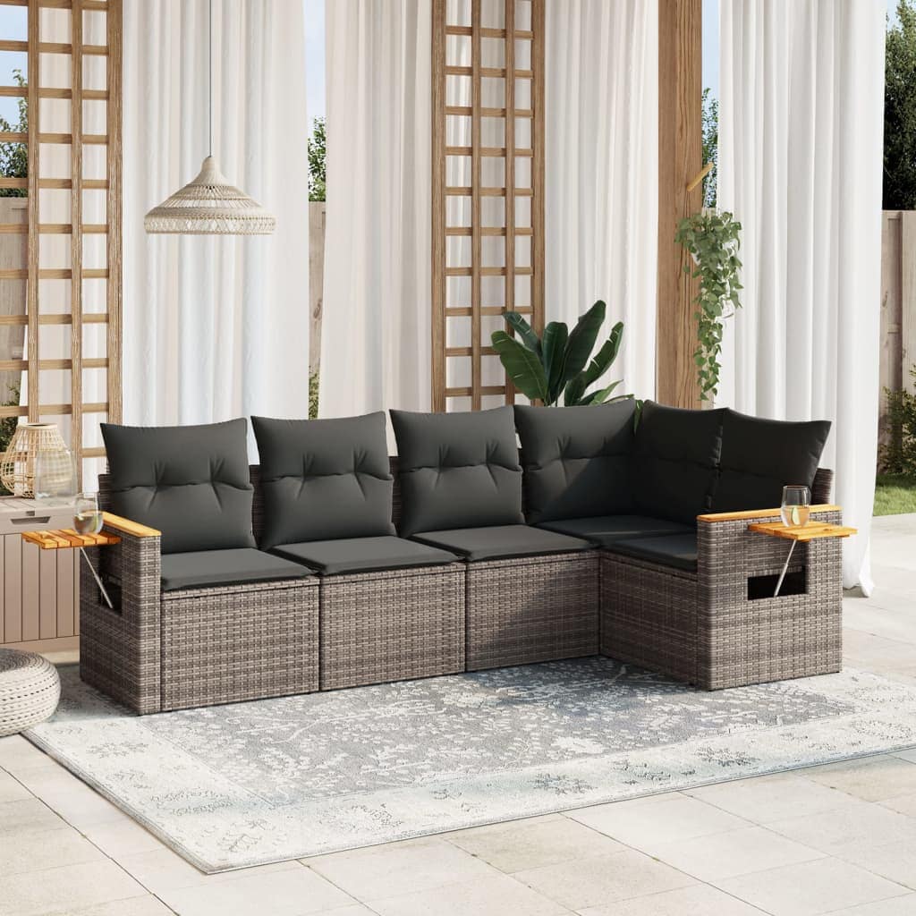 VidaXL Patio Sofa Set 5-θέσια Grey