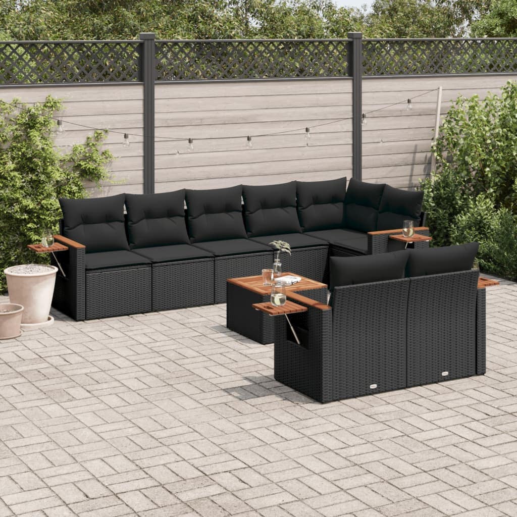 VidaXL Patio Sofa Set 9-θέσια Black