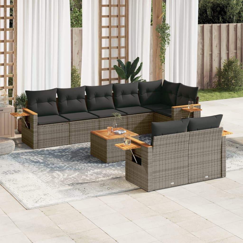 VidaXL Patio Sofa Set 9-θέσια Grey