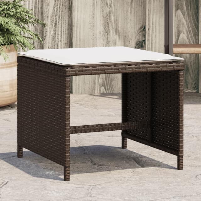 VidaXL Σκαμπό Κήπου 4 τεμ. Καφέ 40x40x35 εκ. Συνθ. Ρατάν με Μαξιλάρια