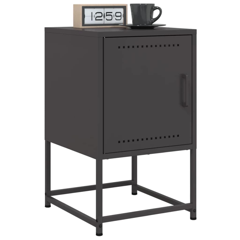 VidaXL Κομοδίνα 2 τεμ. Μαύρα 36x39x60,5 εκ. Χάλυβα