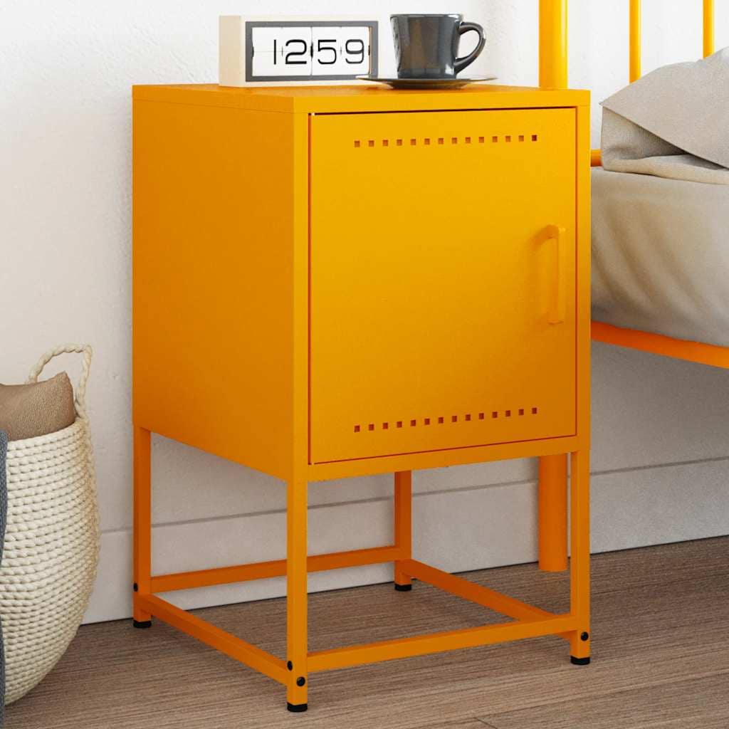 VidaXL Κομοδίνο Μουσταρδί 36x39x60,5 εκ. από Χάλυβα
