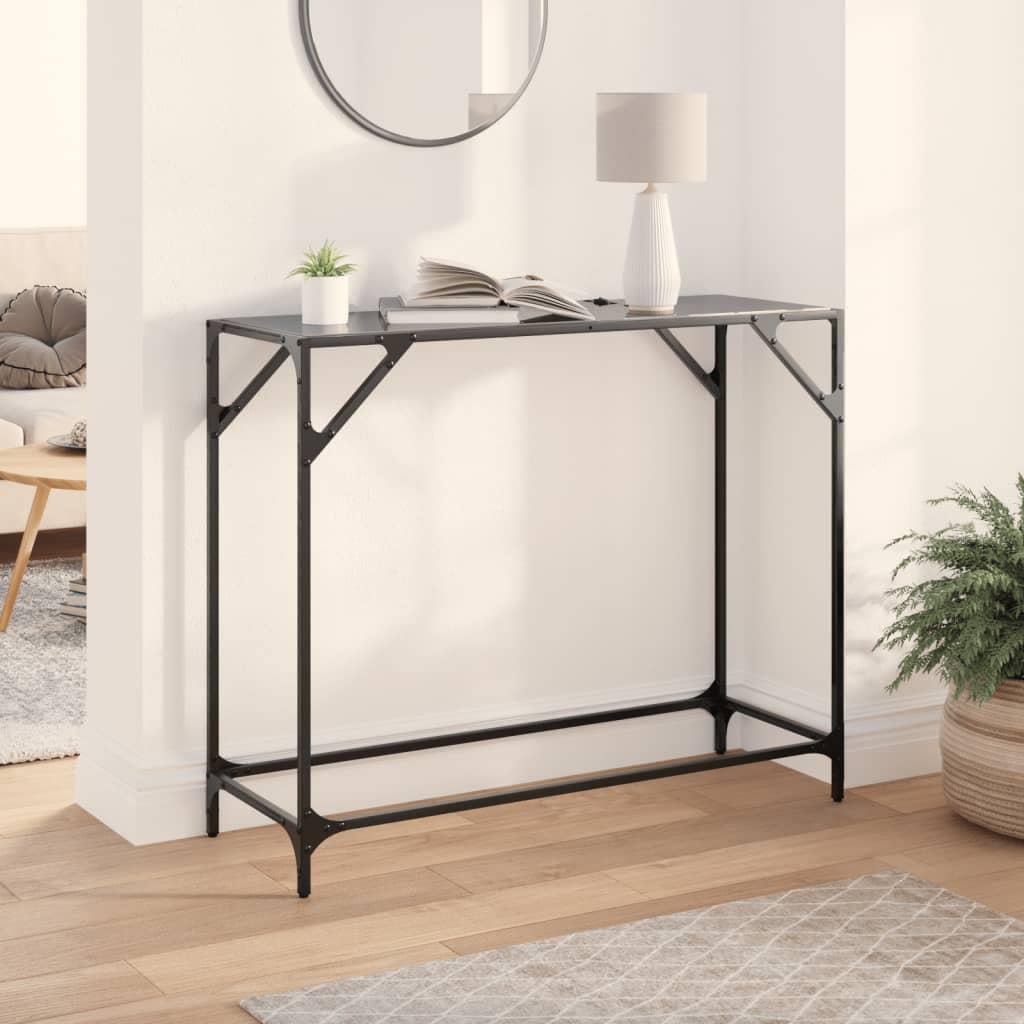 VidaXL Τραπέζι Κονσόλα Επιφάνεια Μαύρο Γυαλί 98x35x81 εκ. Ατσάλι
