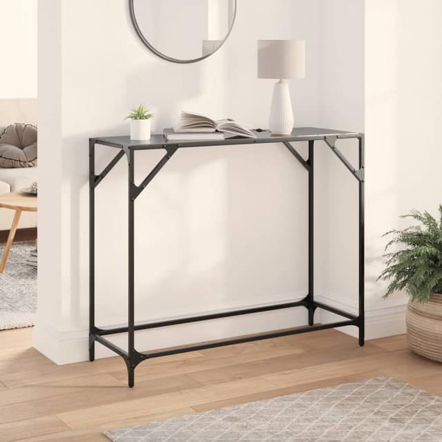 VidaXL Τραπέζι Κονσόλα Επιφάνεια Μαύρο Γυαλί 98x35x81 εκ. Ατσάλι