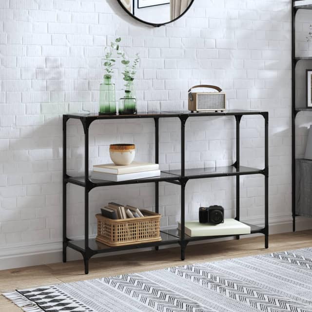 VidaXL Τραπέζι Κονσόλα Επιφάνεια Μαύρο Γυαλί 118,5x30x81 εκ. Ατσάλι