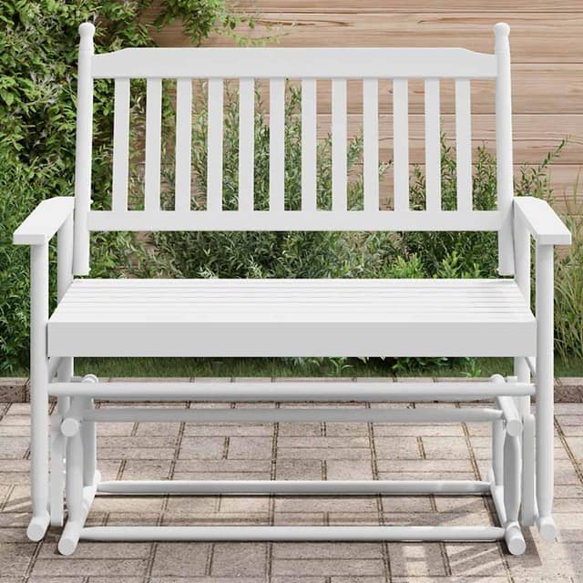 VidaXL Παγκάκι Κουνιστό Λευκό 118x70x104,5εκ. Μασίφ Ξύλο Λεύκας