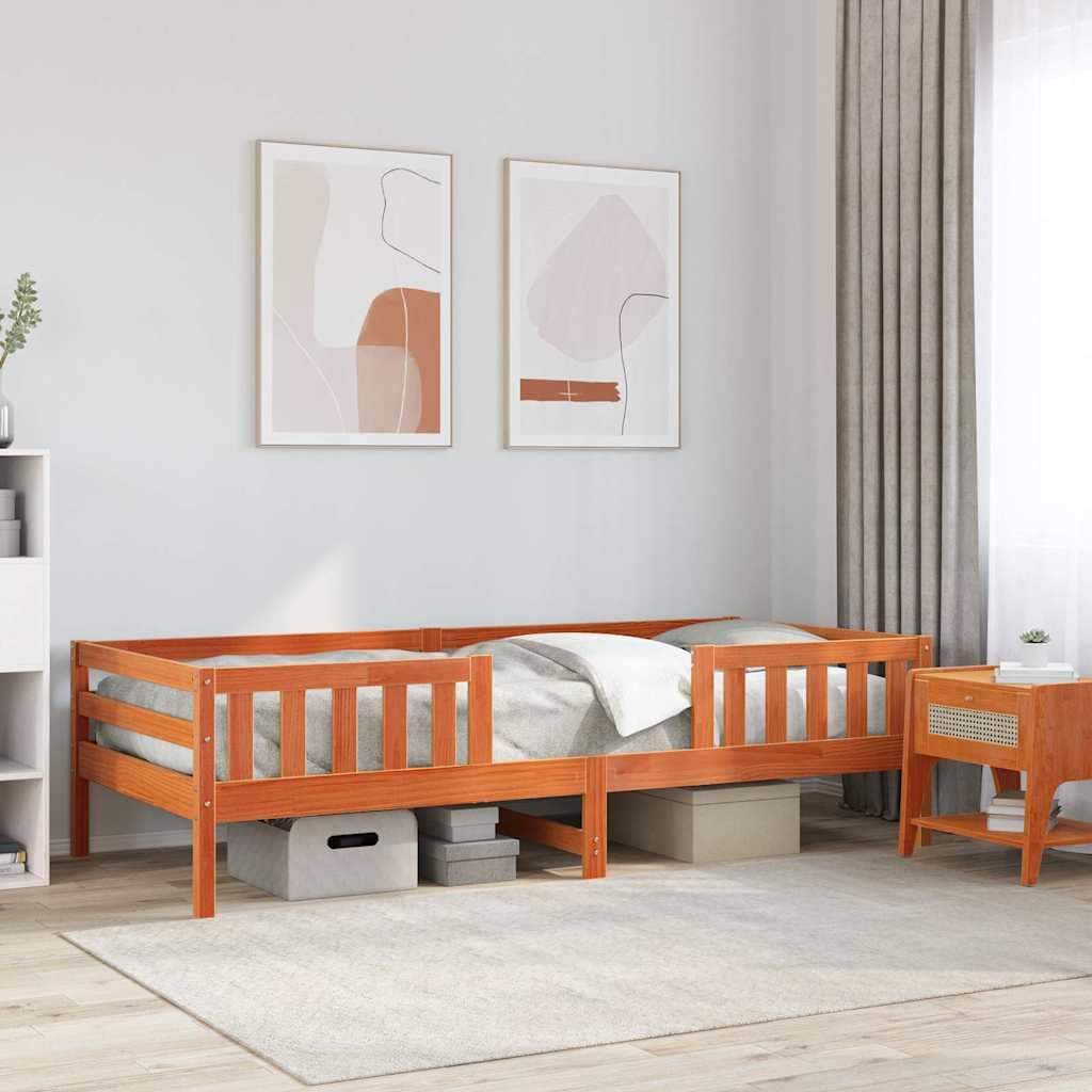 VidaXL Σκελετός Κρεβ. Χωρίς Στρώμα Καφέ Κεριού 75x190 εκ Μασίφ Πεύκο