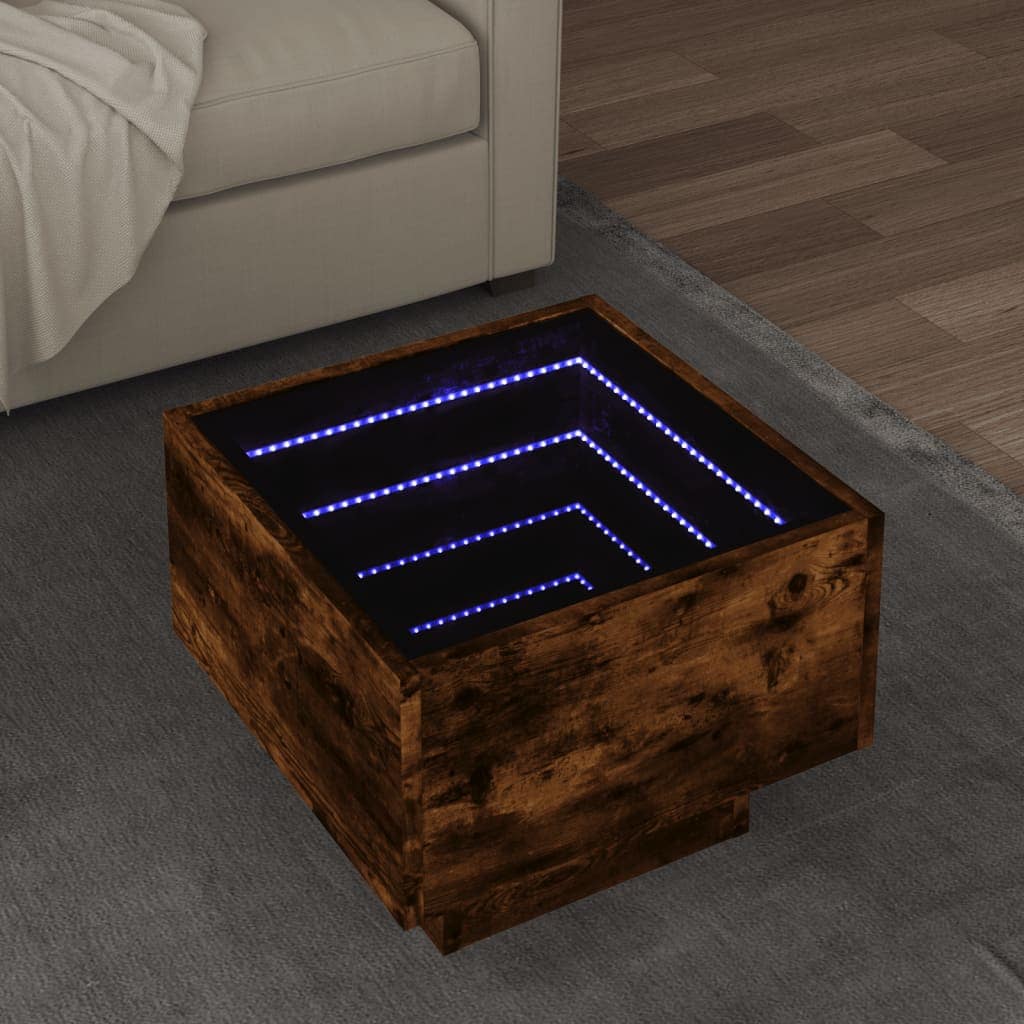 VidaXL Τραπέζι Βοηθητικό με LED Δρυς 40x40x30 εκ. Επεξεργασμένο Ξύλο