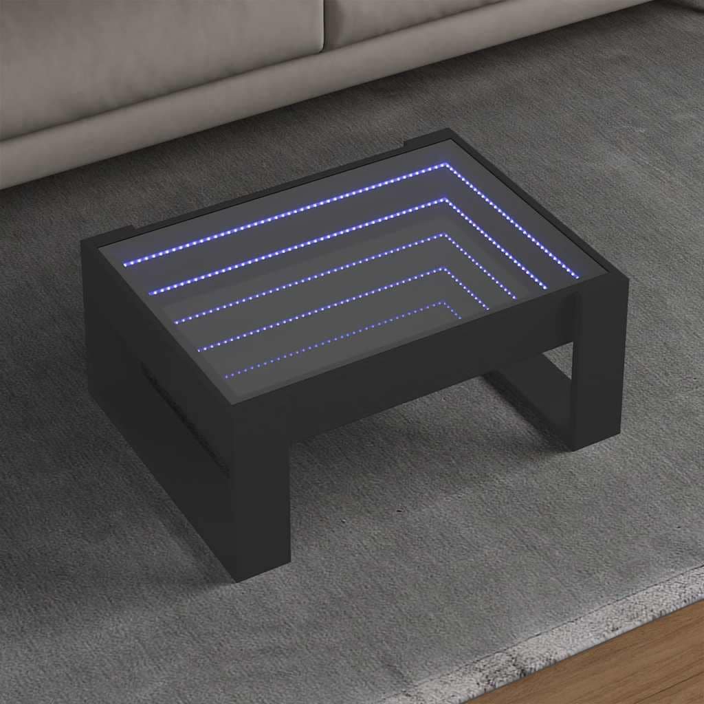 VidaXL Τραπεζάκι Σαλονιού Infinity LED Μαύρο 70x53x30 εκ.