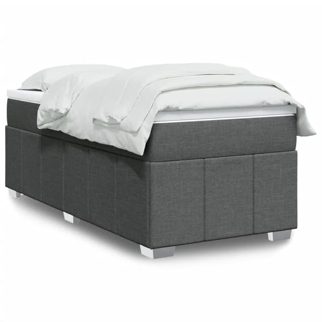 VidaXL Κρεβάτι Boxspring με Στρώμα Σκούρο Γκρι 90x200 εκ. Υφασμάτινο