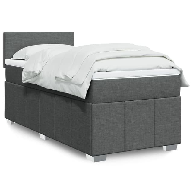 VidaXL Κρεβάτι Boxspring με Στρώμα Σκούρο Γκρι 90x200 εκ. Υφασμάτινο