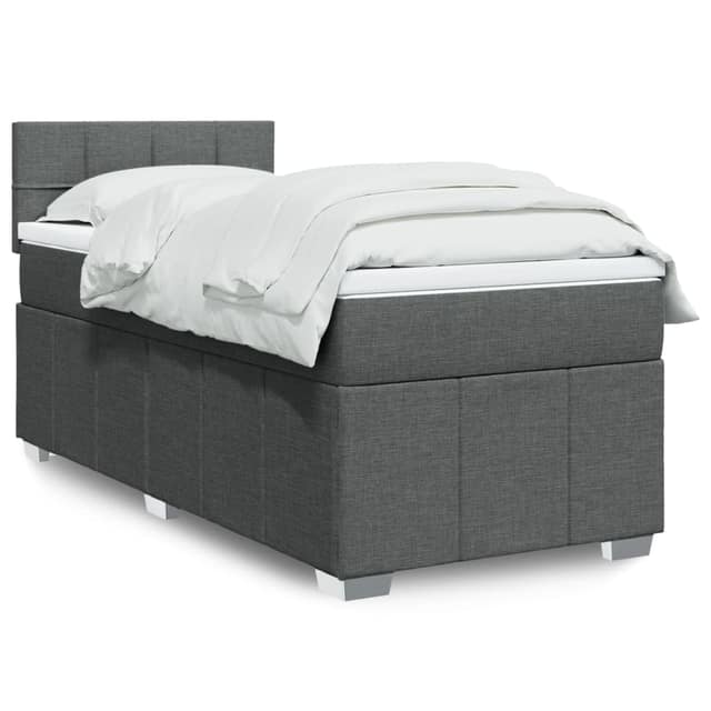 VidaXL Κρεβάτι Boxspring με Στρώμα Σκούρο Γκρι 90x200 εκ. Υφασμάτινο