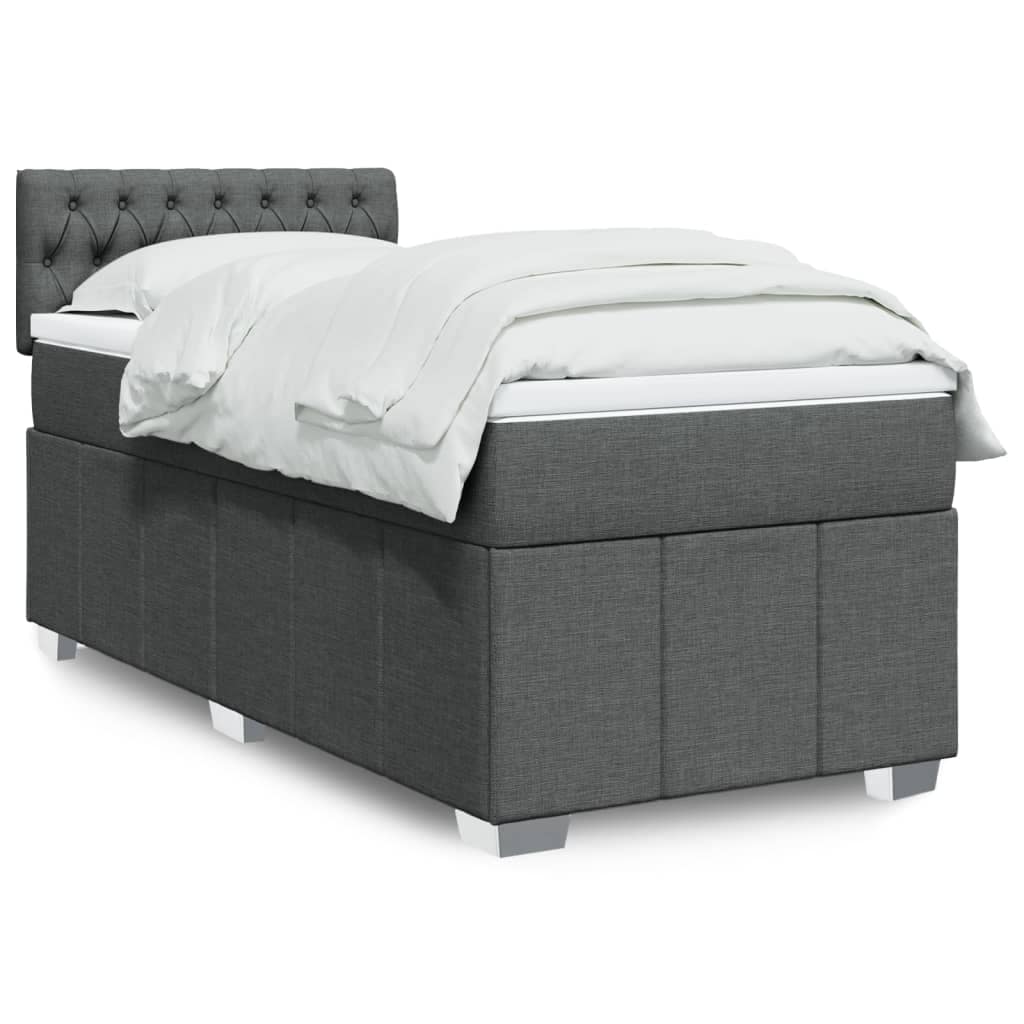 VidaXL Κρεβάτι Boxspring με Στρώμα Σκούρο Γκρι 90x200 εκ. Υφασμάτινο