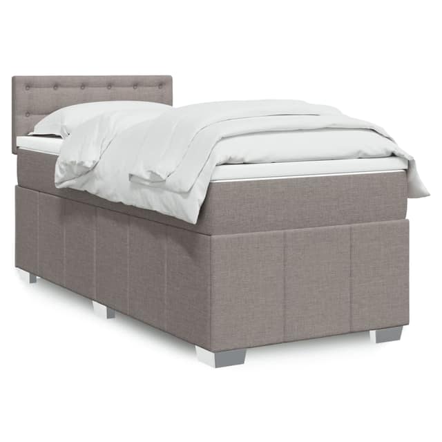 VidaXL Κρεβάτι Boxspring με Στρώμα Taupe 90x200 εκ. Υφασμάτινο