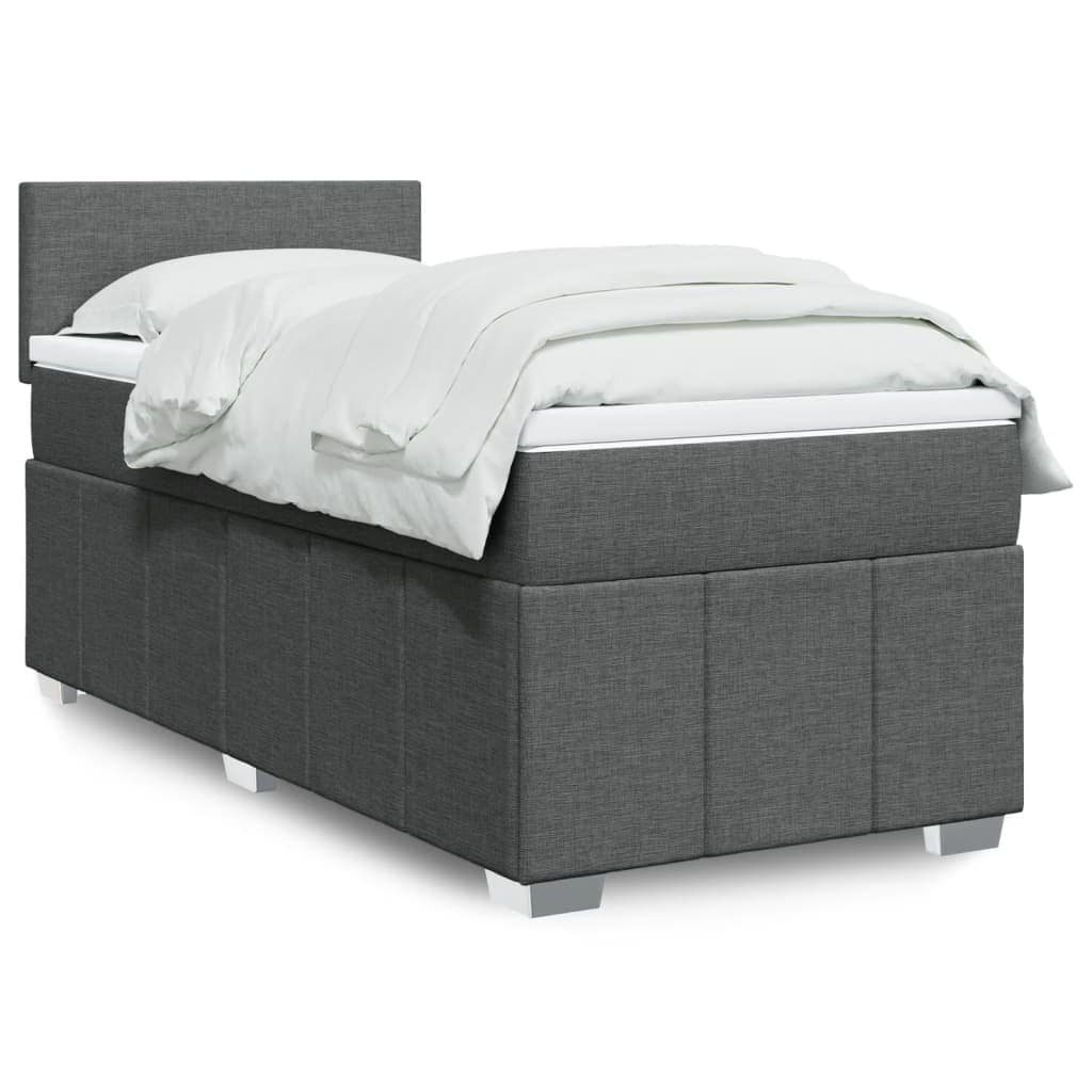 VidaXL Κρεβάτι Boxspring με Στρώμα Σκούρο Γκρι 90x200 εκ. Υφασμάτινο