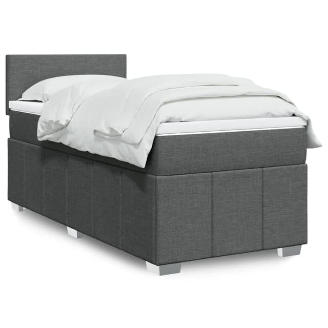 VidaXL Κρεβάτι Boxspring με Στρώμα Σκούρο Γκρι 90x200 εκ. Υφασμάτινο