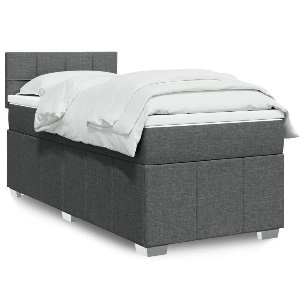 VidaXL Κρεβάτι Boxspring με Στρώμα Σκούρο Γκρι 90x200 εκ. Υφασμάτινο