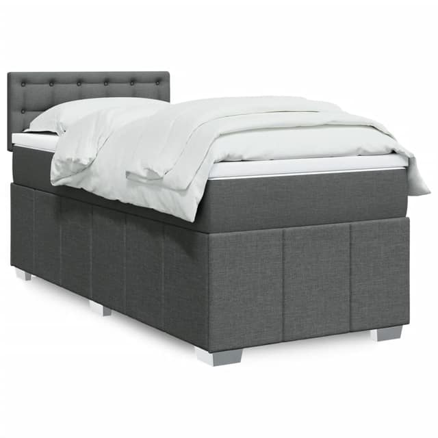 VidaXL Κρεβάτι Boxspring με Στρώμα Σκούρο Γκρι 90x200 εκ. Υφασμάτινο