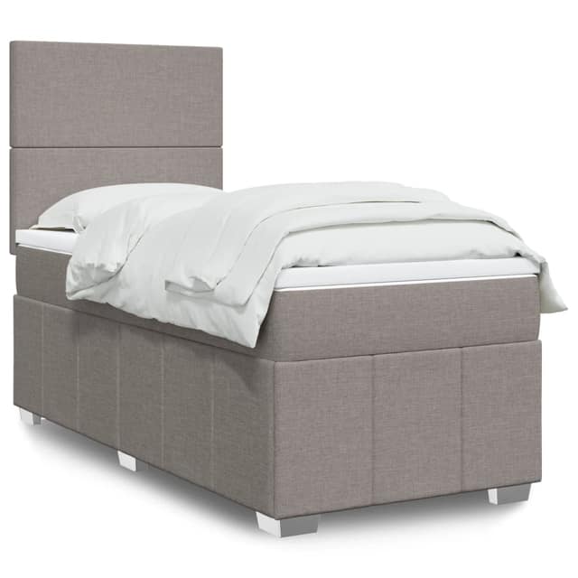 VidaXL Κρεβάτι Boxspring με Στρώμα Taupe 90x200 εκ. Υφασμάτινο