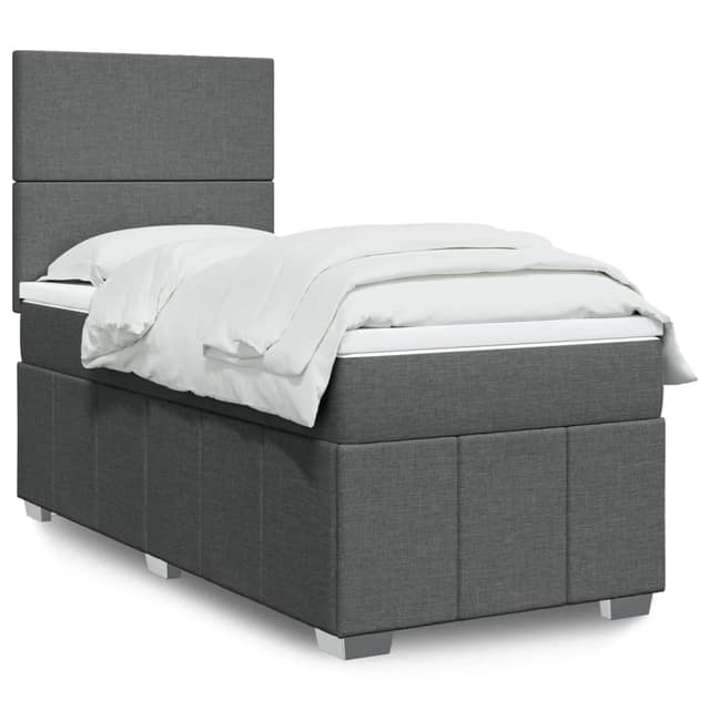 VidaXL Κρεβάτι Boxspring με Στρώμα Σκούρο Γκρι 90x200 εκ. Υφασμάτινο