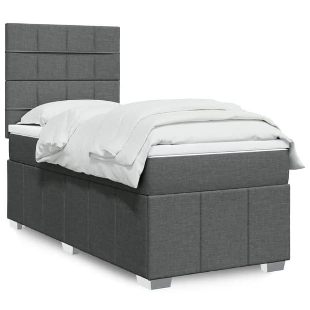 VidaXL Κρεβάτι Boxspring με Στρώμα Σκούρο Γκρι 90x200 εκ. Υφασμάτινο