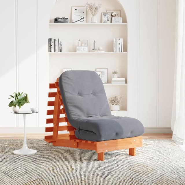 VidaXL Καναπές Κρεβάτι Futon με Στρώμα 60x206x11 εκ. Μασίφ Ξύλο Πεύκου