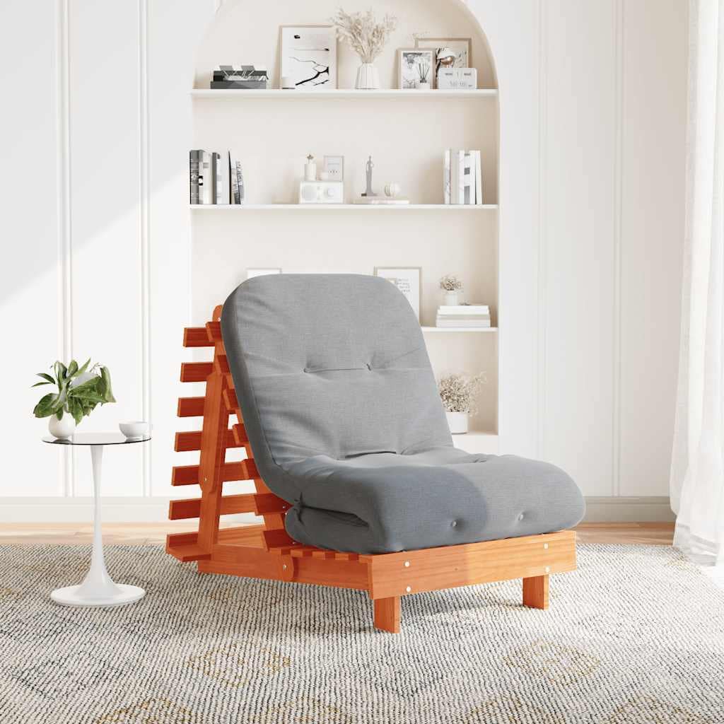 VidaXL Καναπές Κρεβάτι Futon με Στρώμα 70x206x11 εκ. Μασίφ Ξύλο Πεύκου