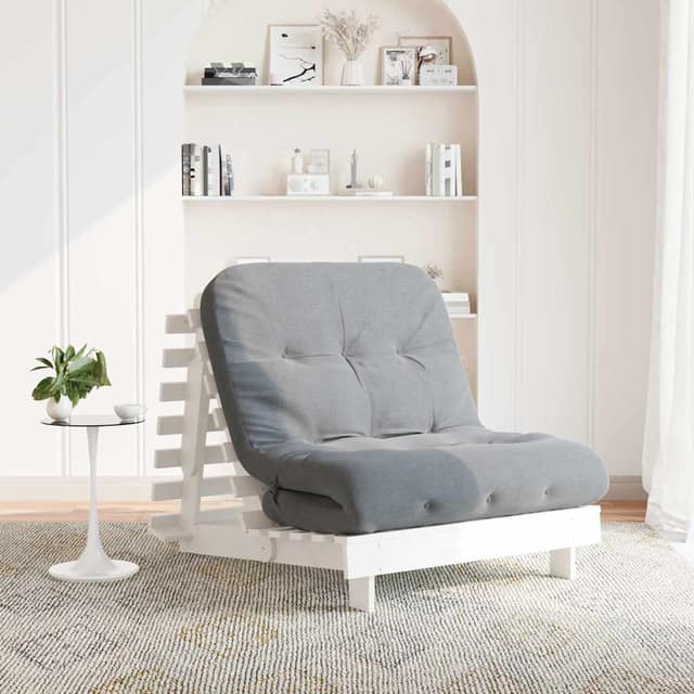 VidaXL Καναπές Κρεβάτι Futon με Στρώμα 80x206x11 εκ. Μασίφ Ξύλο Πεύκου